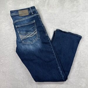 BKE Henry Jeans Mens 32x30 Dark Wash Straight Leg Contrast Stitch Denim Western